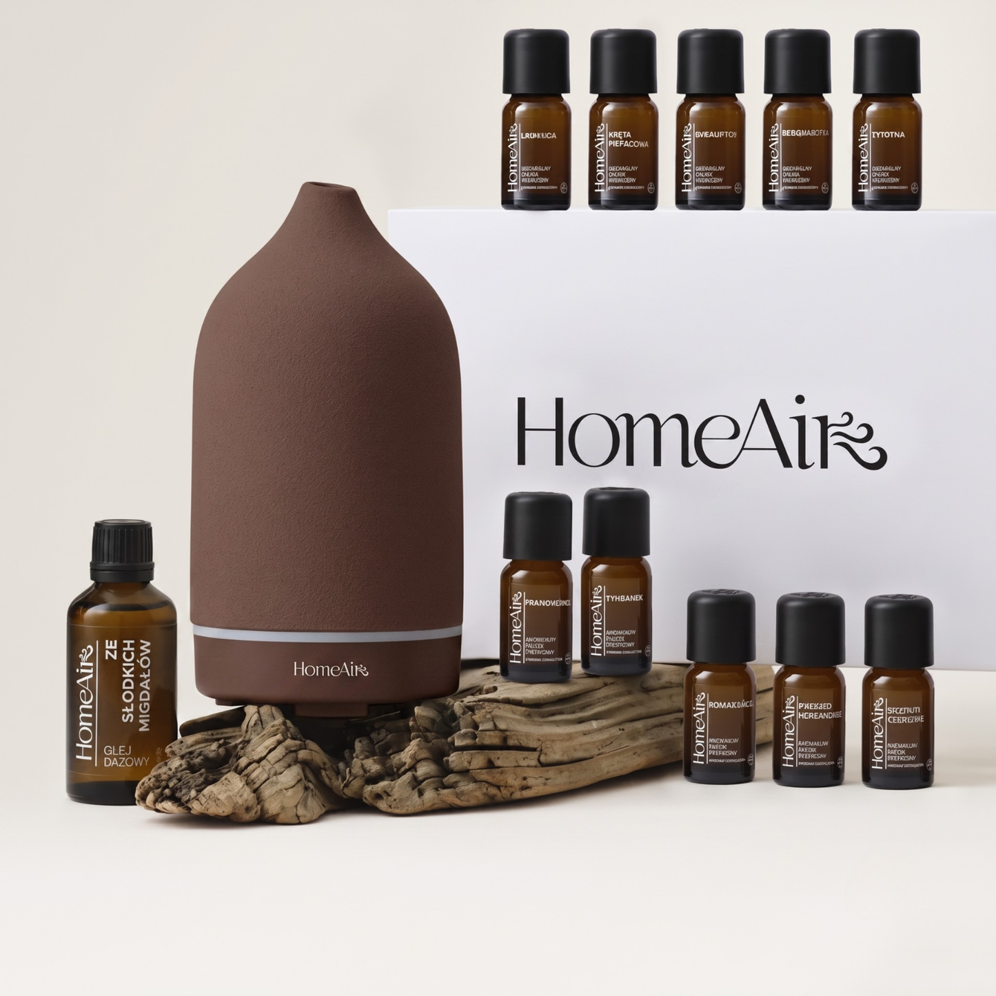 ZESTAW PREMIUM | Dyfuzor Pure Brown | 10 olejków eterycznych