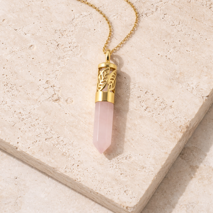 NASZYJNIK | biżuteria do aromaterapii | kwarc różowy
