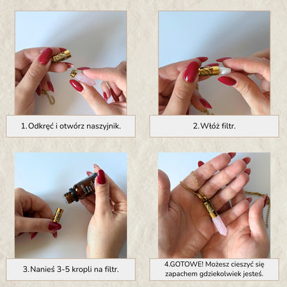 NASZYJNIK | biżuteria do aromaterapii | kwarc różowy