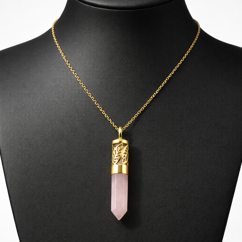 NASZYJNIK | biżuteria do aromaterapii | kwarc różowy