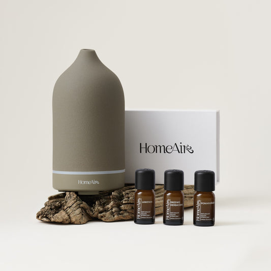 ZESTAW PURE GRAY | Dyfuzor zapachowy | 3 organiczne olejki eteryczne